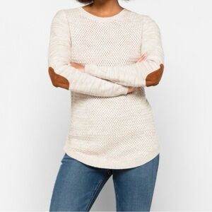 Lety&Me Cream Textured Crew Neck Sweater